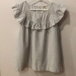 Striped ruffle Loft top